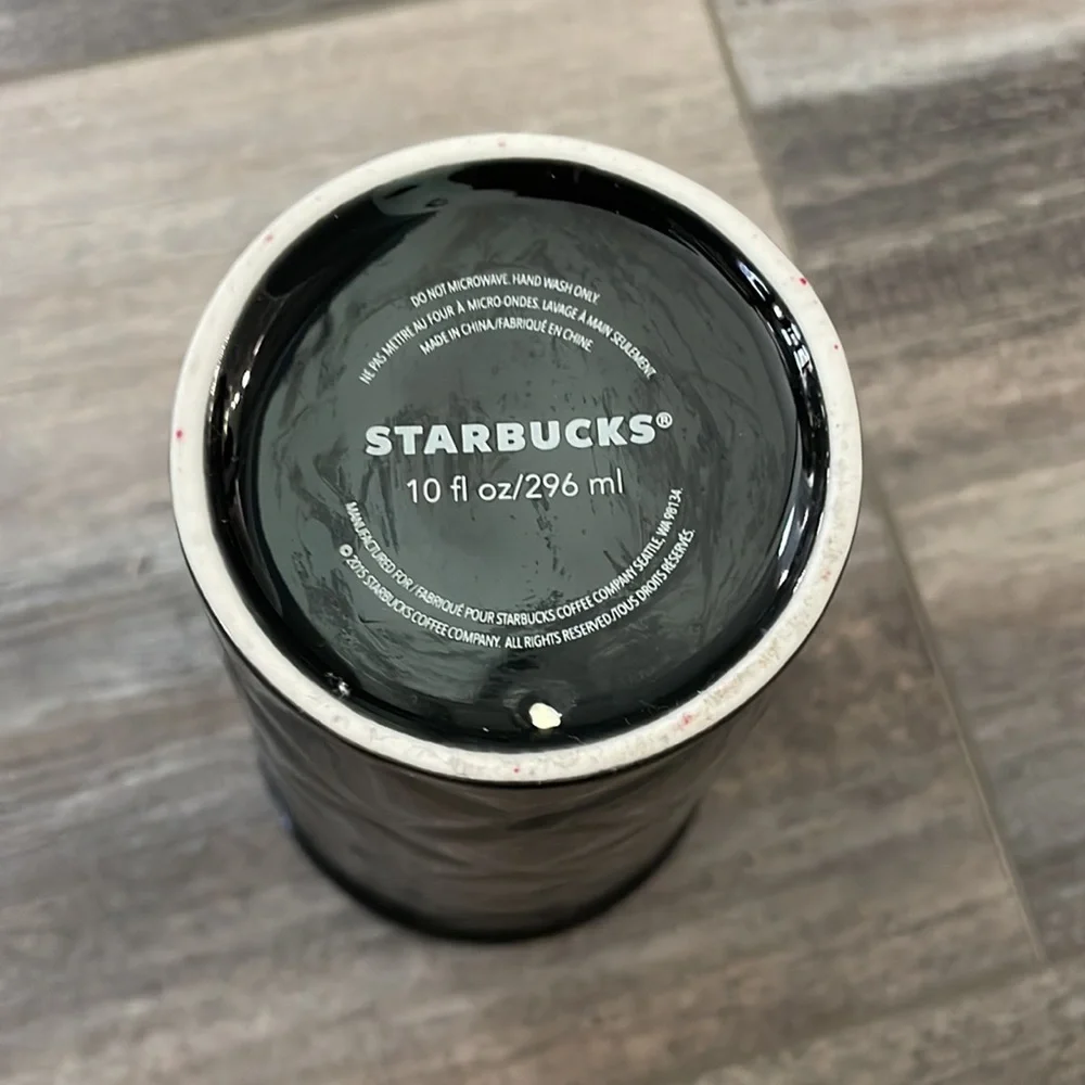 Starbucks Black Quilted Ceramic Mug Siren 10oz 2015 Collectible